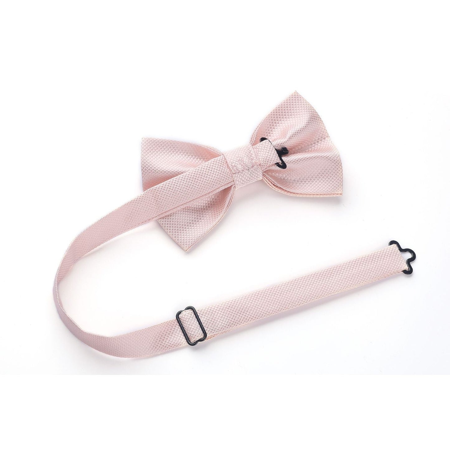 Hisdern Light Pink Solid Pre-Tied Bow Tie Accessories Set For Evening Wear