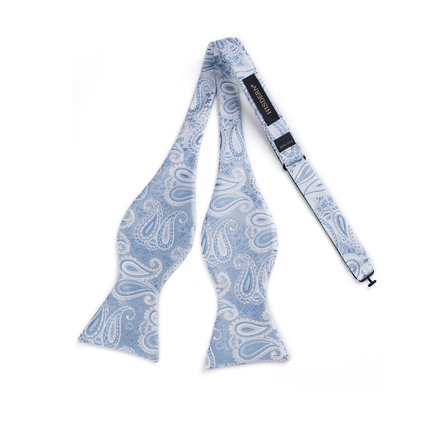 Hisdern Silver Blue Paisley Bow Tie Set For Evening Wear