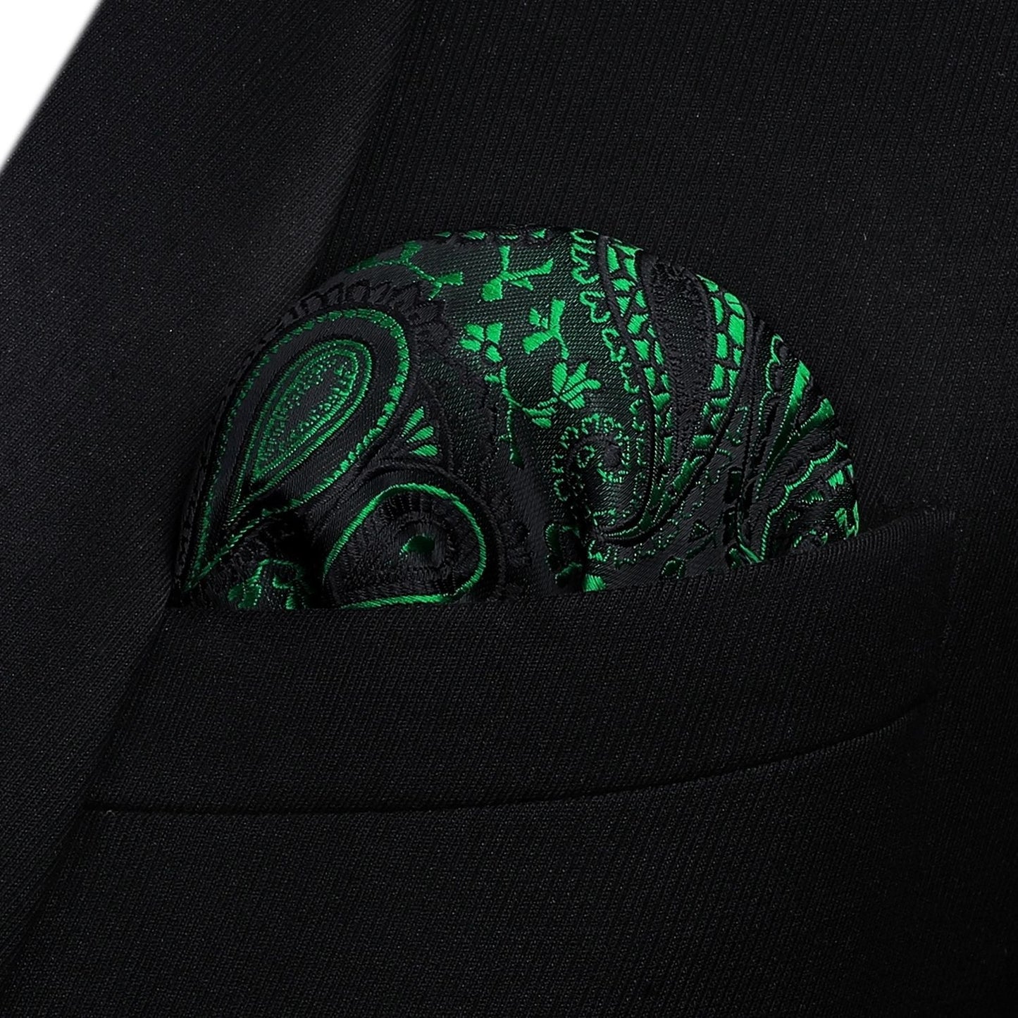 Hisdern Green Black Paisley Bow Tie Set For Evening Wear