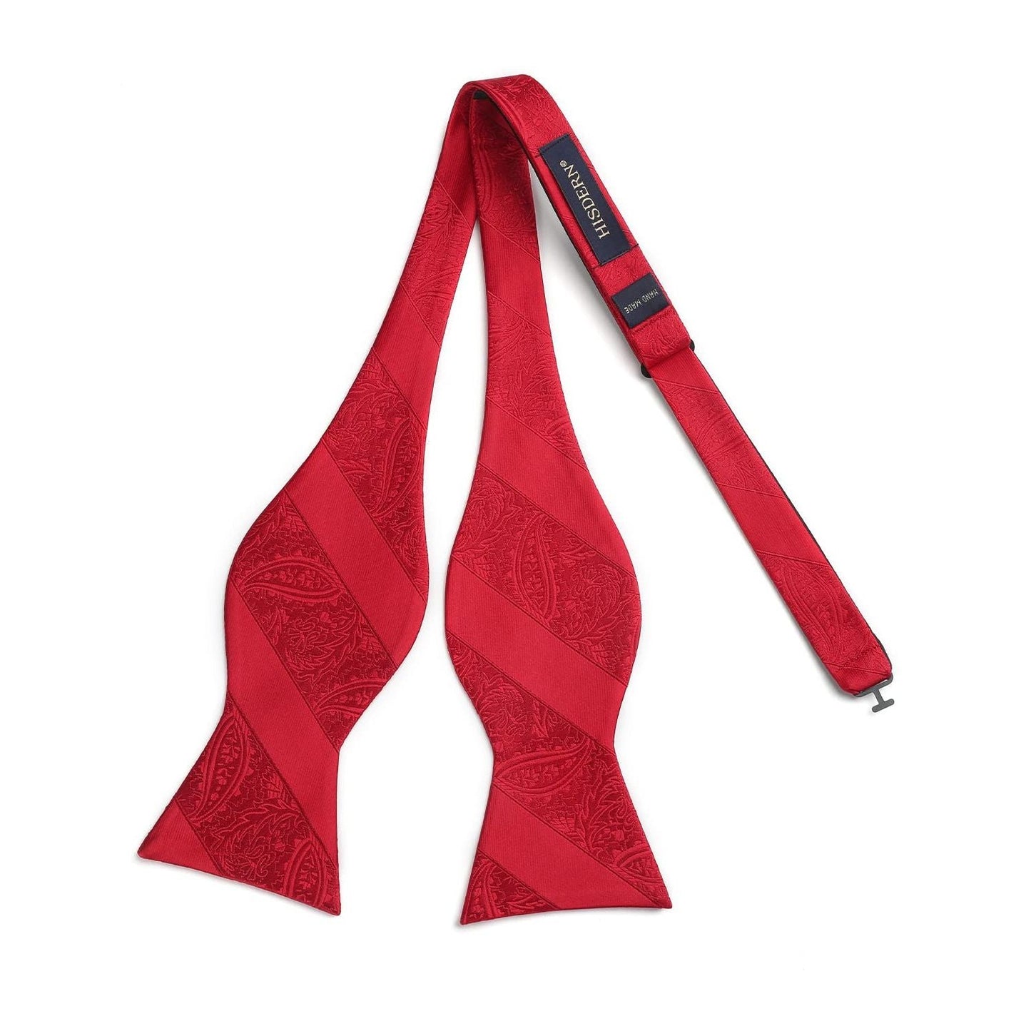 Hisdern Red Striped Bow Tie Accessories Set For Evening Wear