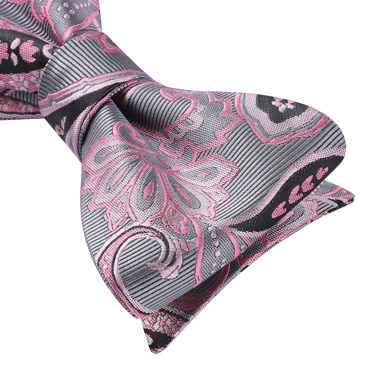 Hisdern Pink Paisley Bow Tie Set For Evening Wear