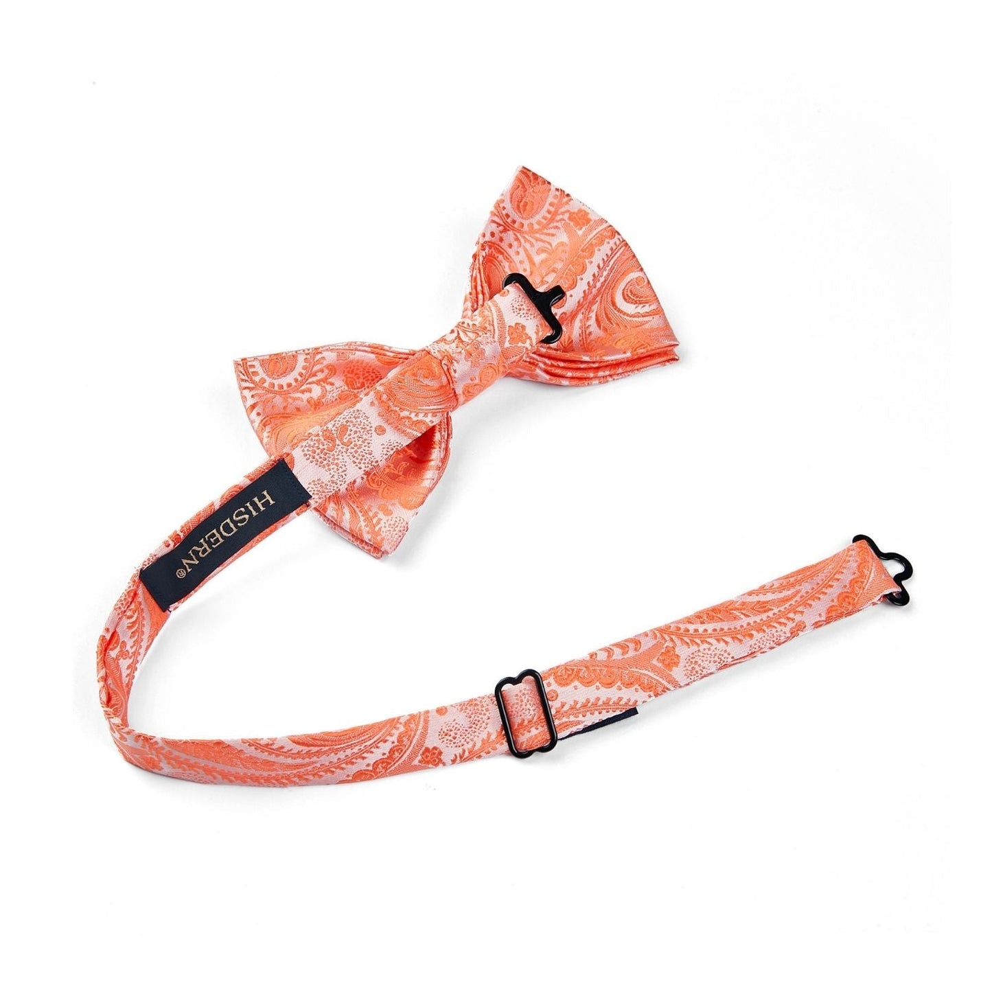 Hisdern Orange Paisley Pre-Tied Bow Tie Set for Wedding