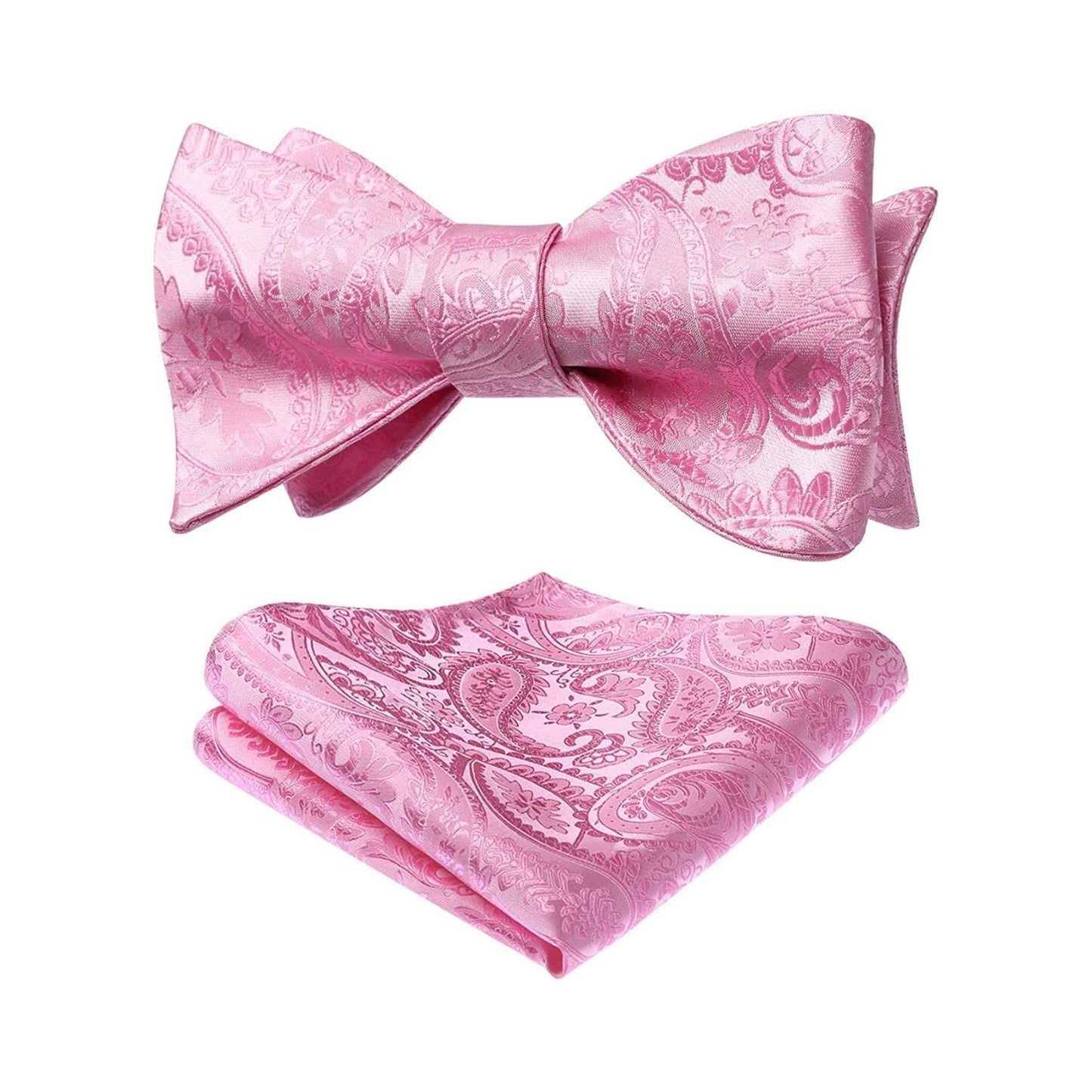 Hisdern Pink Paisley Bow Tie Set For Evening Wear