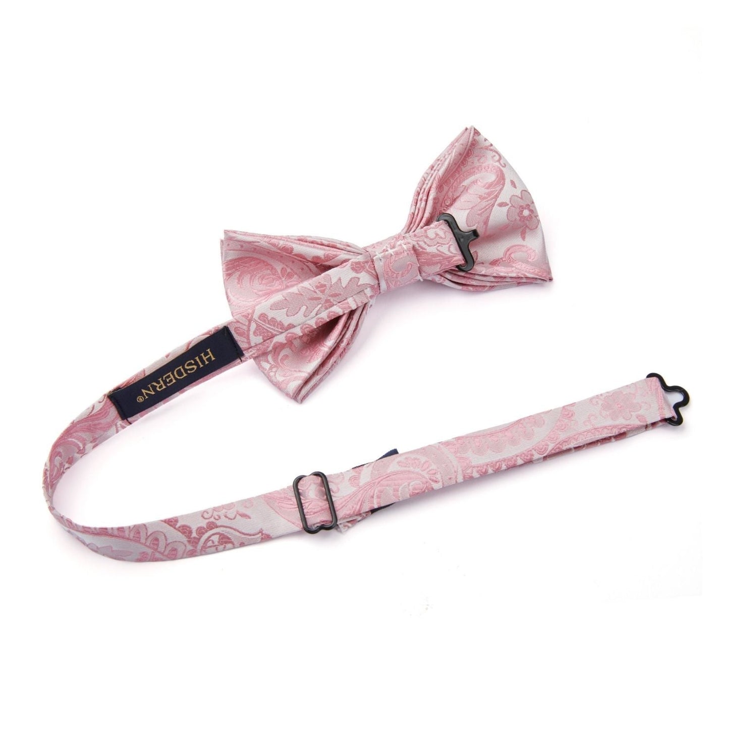 Hisdern Pink Paisley Pre-Tied Bow Tie Set for Wedding