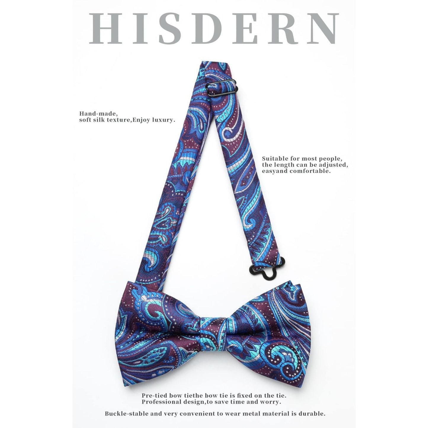 Hisdern 3pcs Pre-Tied Bow Ties for Men Formal Events 1-B-02