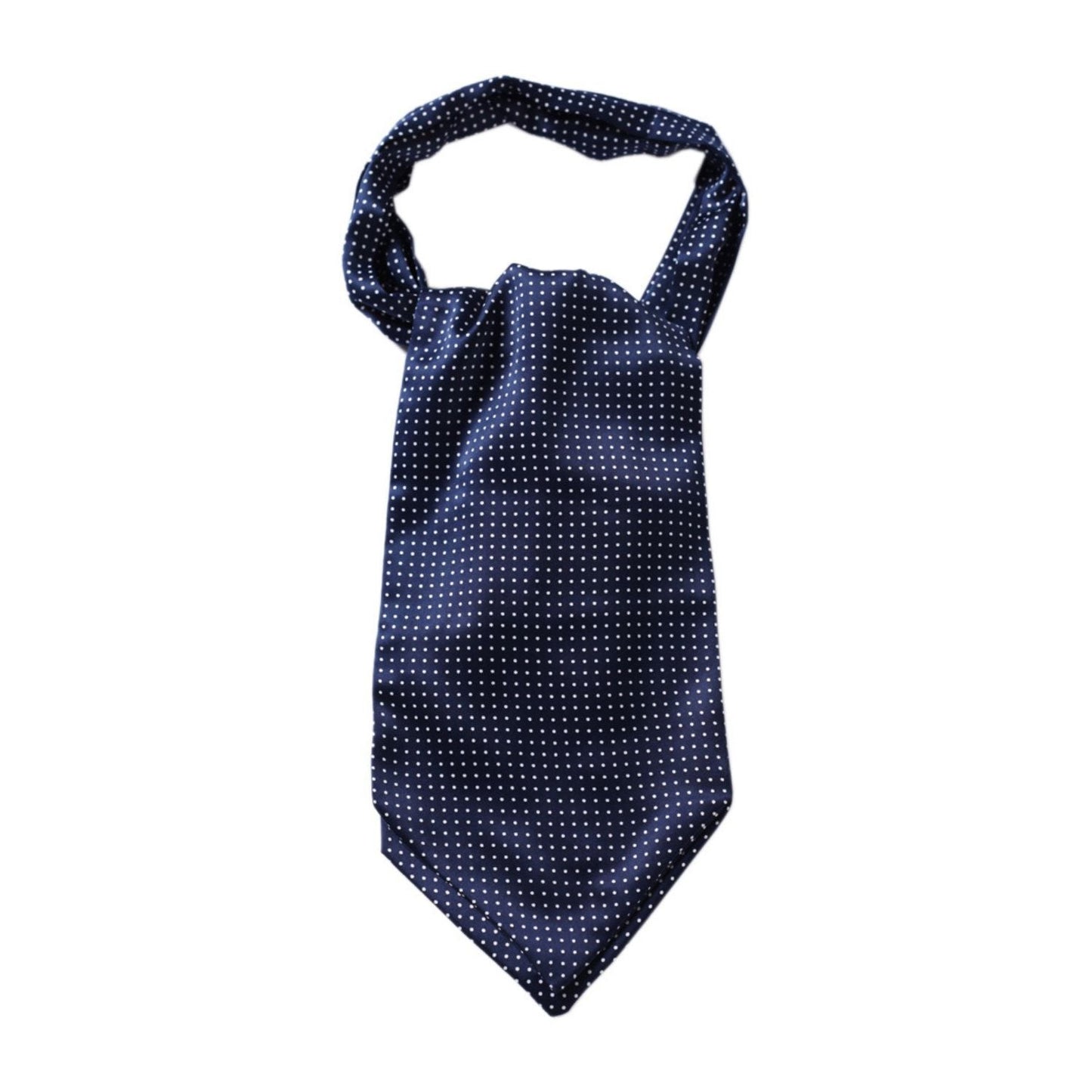 Hisdern Polka Dot Ascot Navy Blue Cravat for Men Vintage Style Neckwear