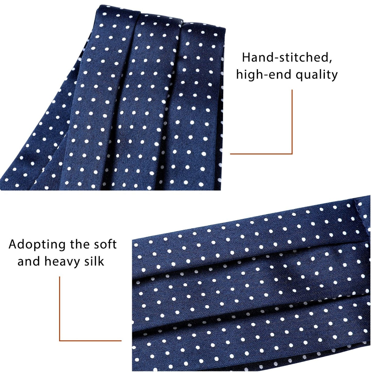 Hisdern Polka Dot Ascot Blue Cravat for Men Vintage Style Neckwear