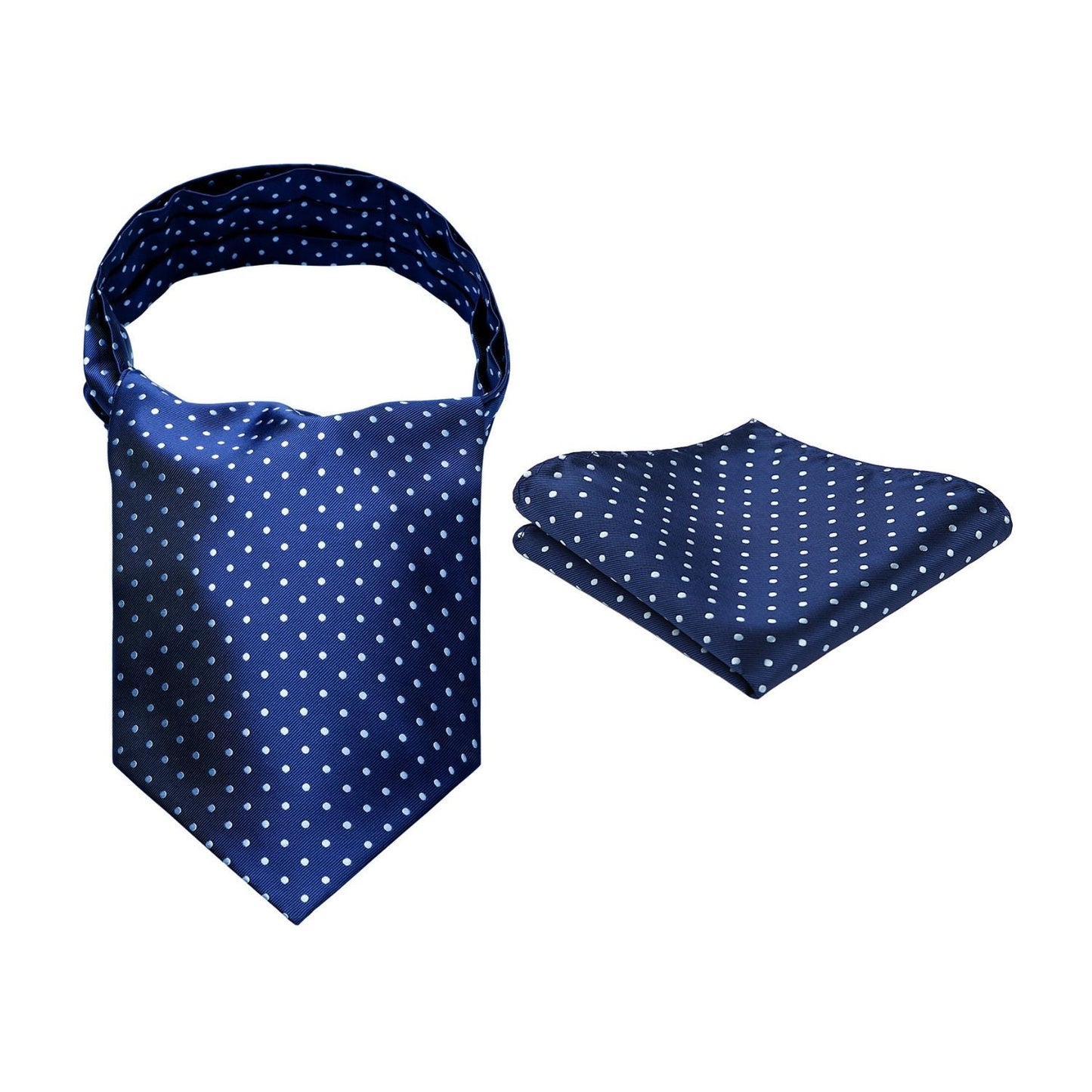 Hisdern Polka Dot Ascot Blue Cravat for Men Vintage Style Neckwear
