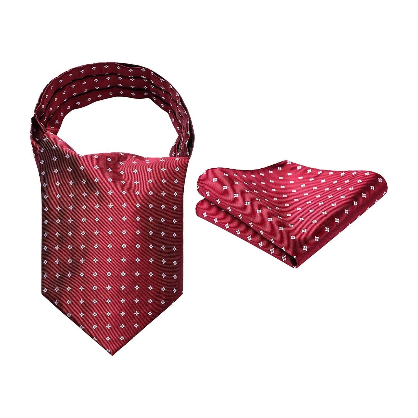 Hisdern Floral Red Ascot Cravat for Men Wedding Formal