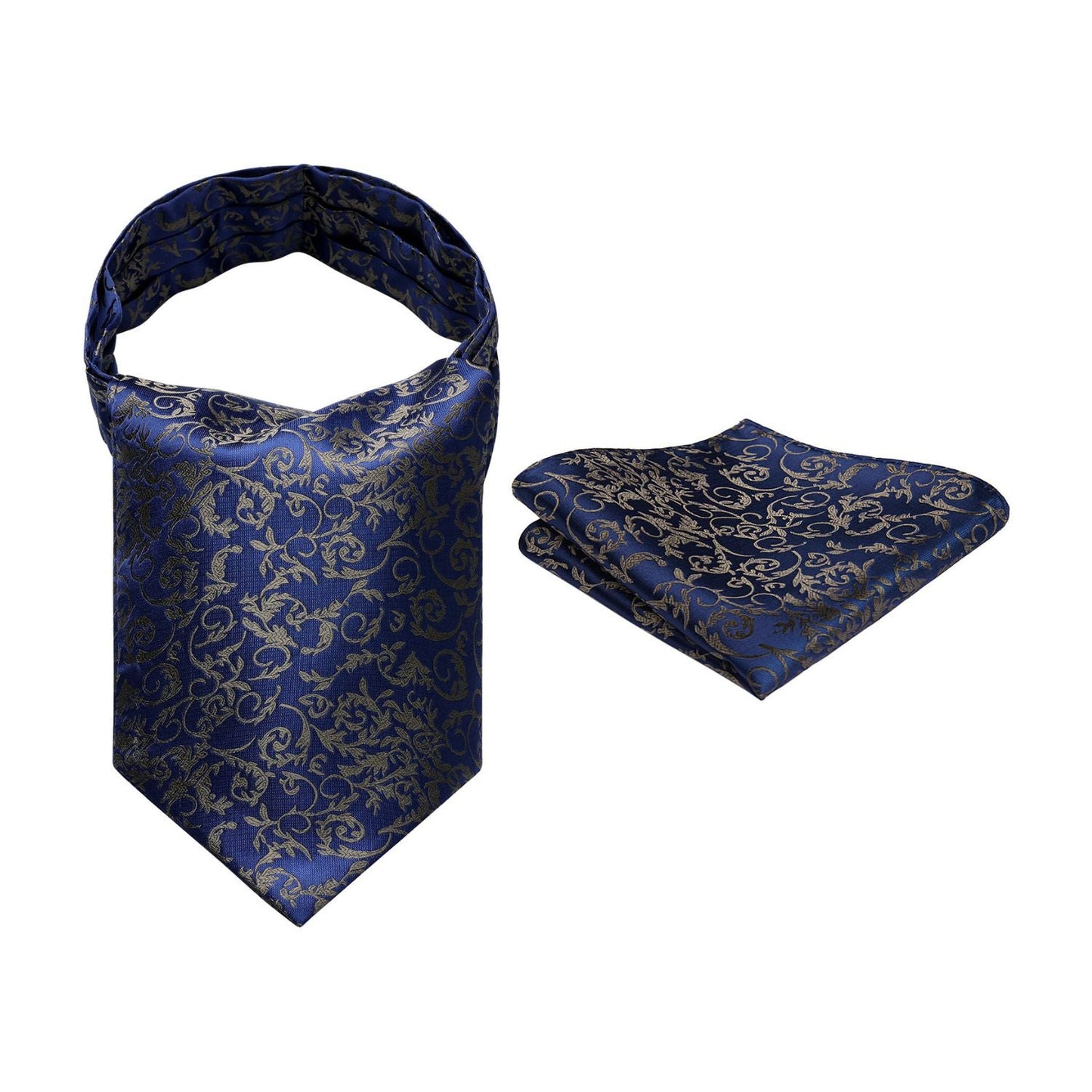 Hisdern Navy Blue Ascot Cravat for Men Wedding Formal