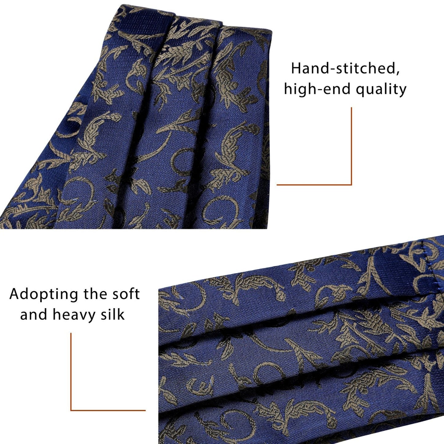 Hisdern Navy Blue Ascot Cravat for Men Wedding Formal
