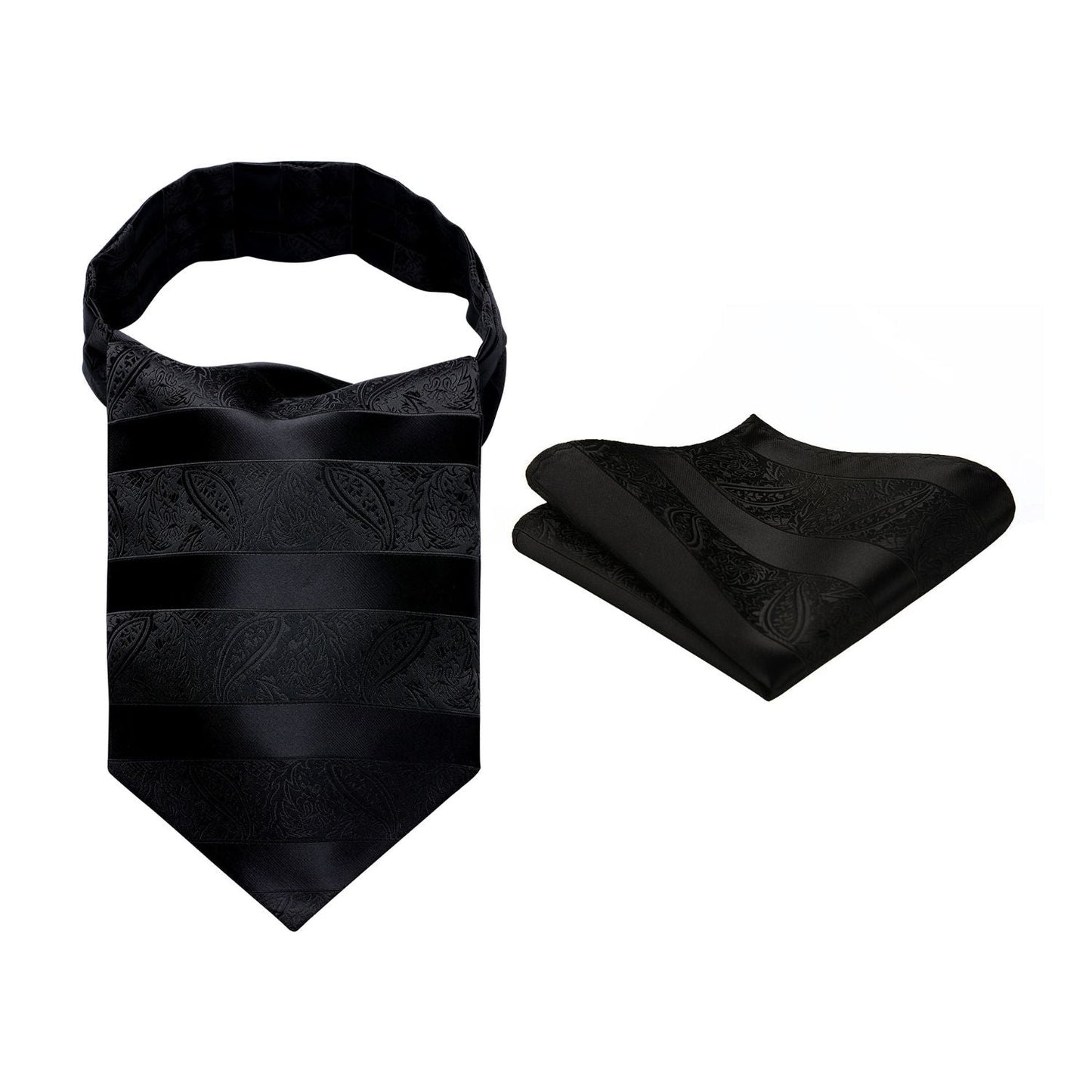 Hisdern Floral Black Ascot Cravat for Men Wedding Formal