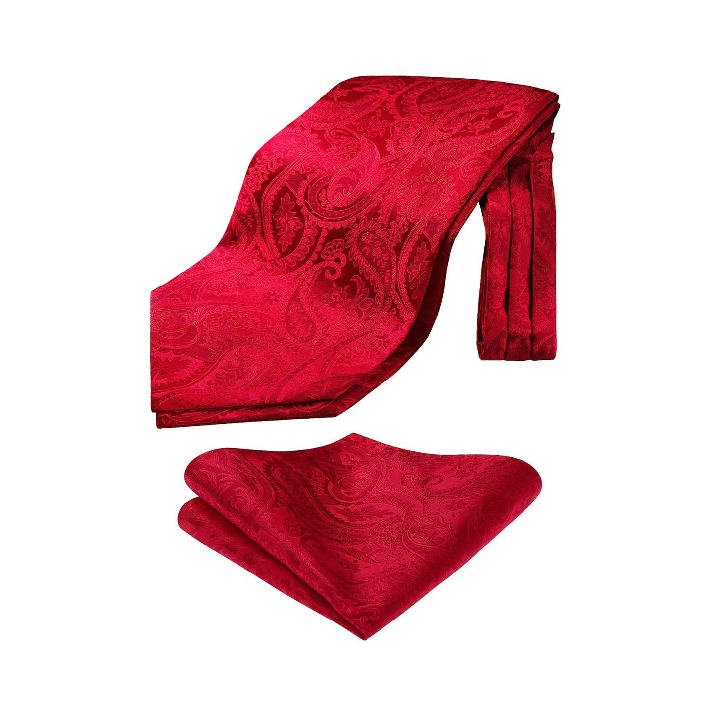 Hisdern Paisley Ascot Cravat for Men Red Formal Neckwear