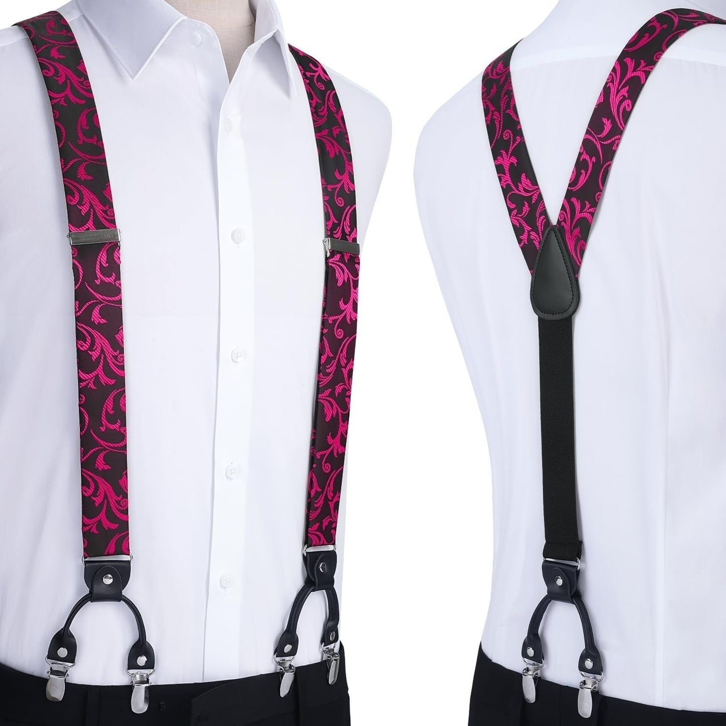 Hisdern Paisley Suspenders Bow Tie Set Purple Formal Accessories