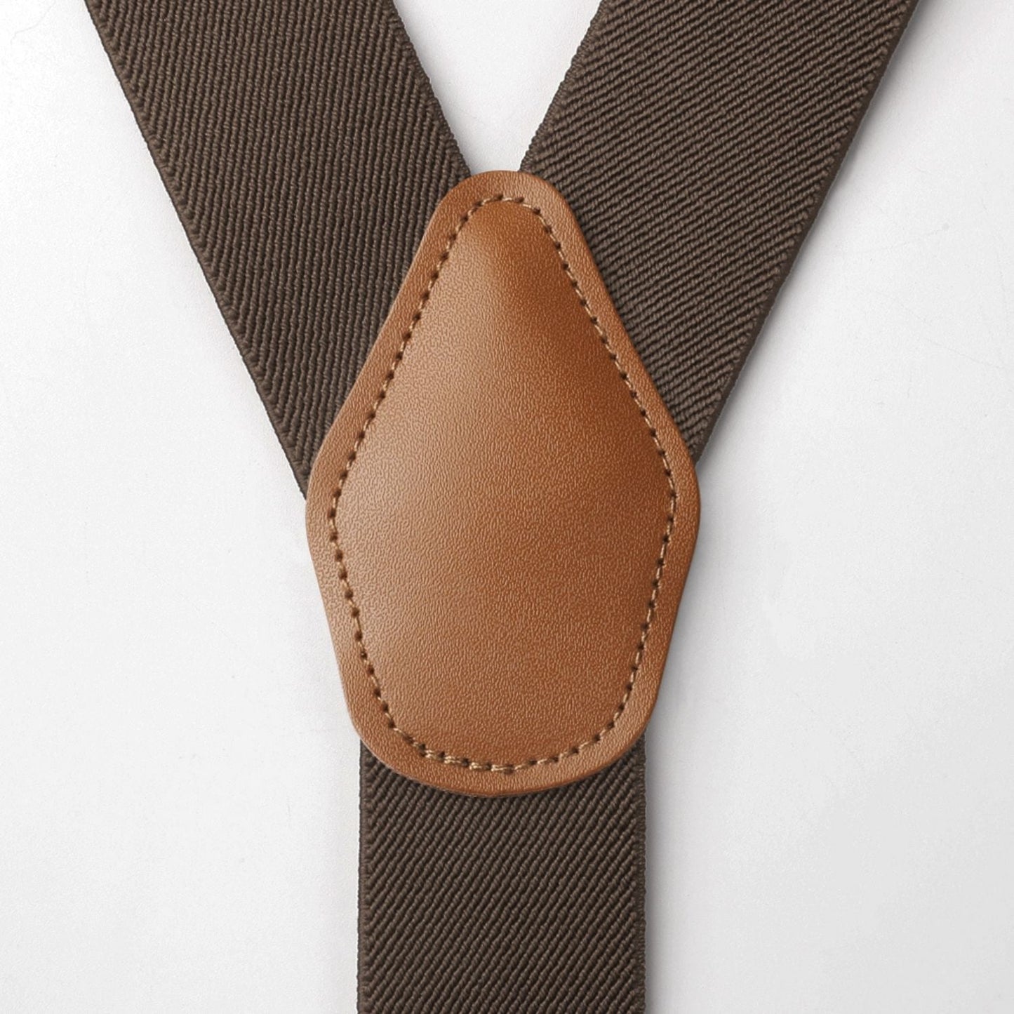 Hisdern Classic Brown Suspenders Y-Back Adjustable Fit for Men