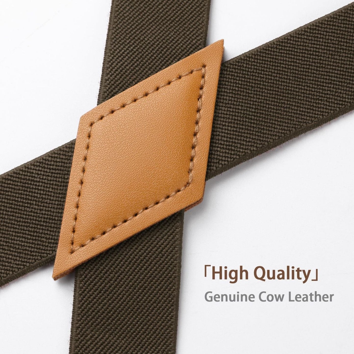 Hisdern 1.0 Inch Adjustable Suspender Brown with 4-Clip for Formal Pants