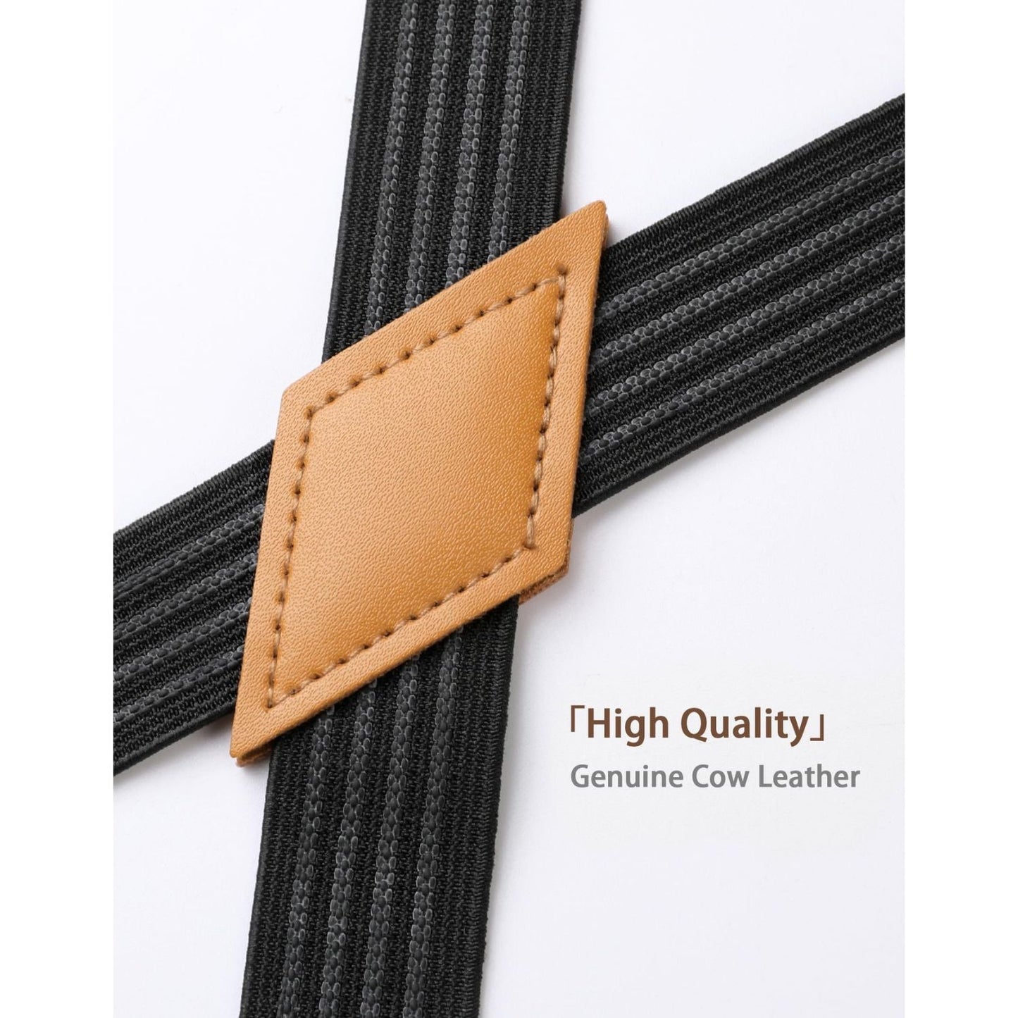 Hisdern 1.0 Inch Adjustable Suspender Black Grey with 4-Clip for Formal Pants