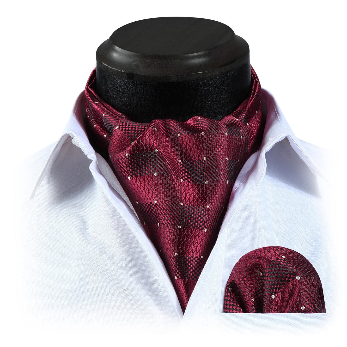 Hisdern Burgundy Checkered Men’s Neckwear for Casual Style