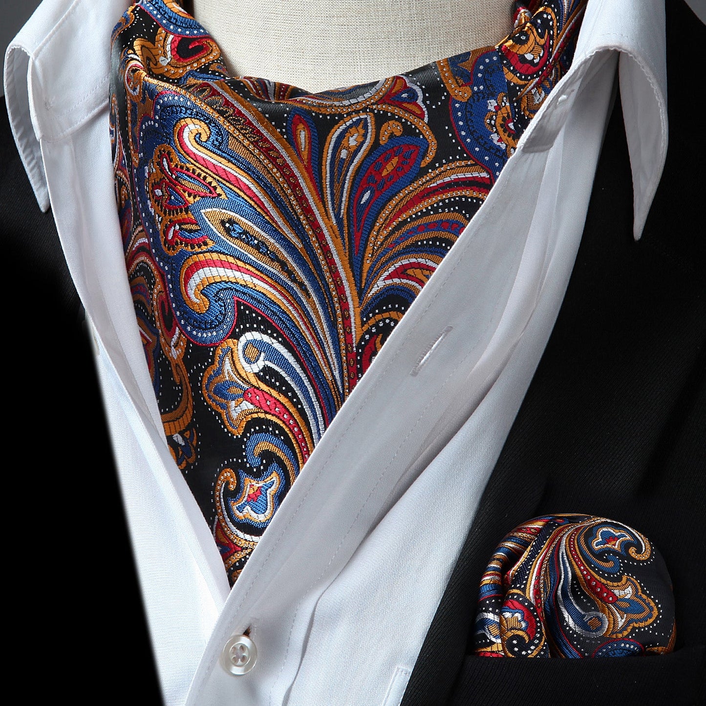 Hisdern Paisley Ascot Cravat for Men Novelty Formal Neckwear