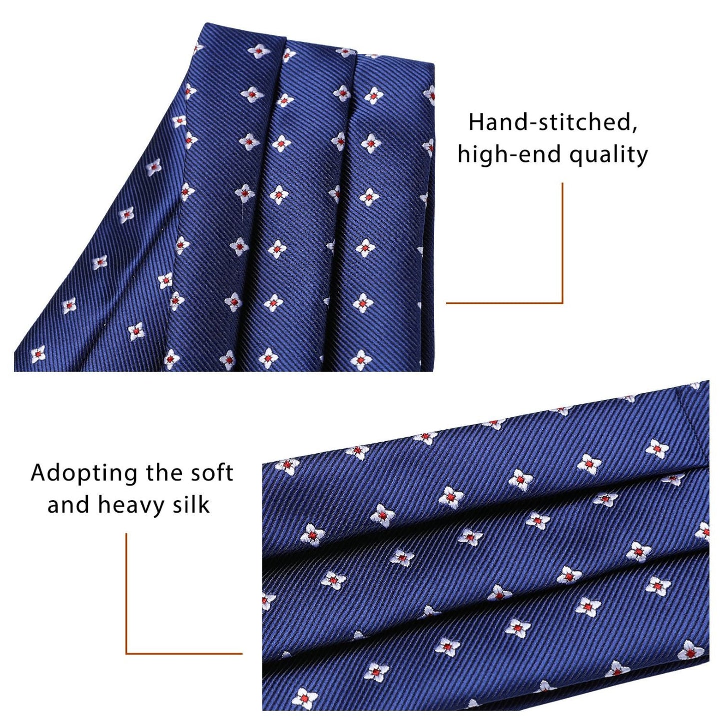 Hisdern Floral Blue Ascot Cravat for Men Wedding Formal