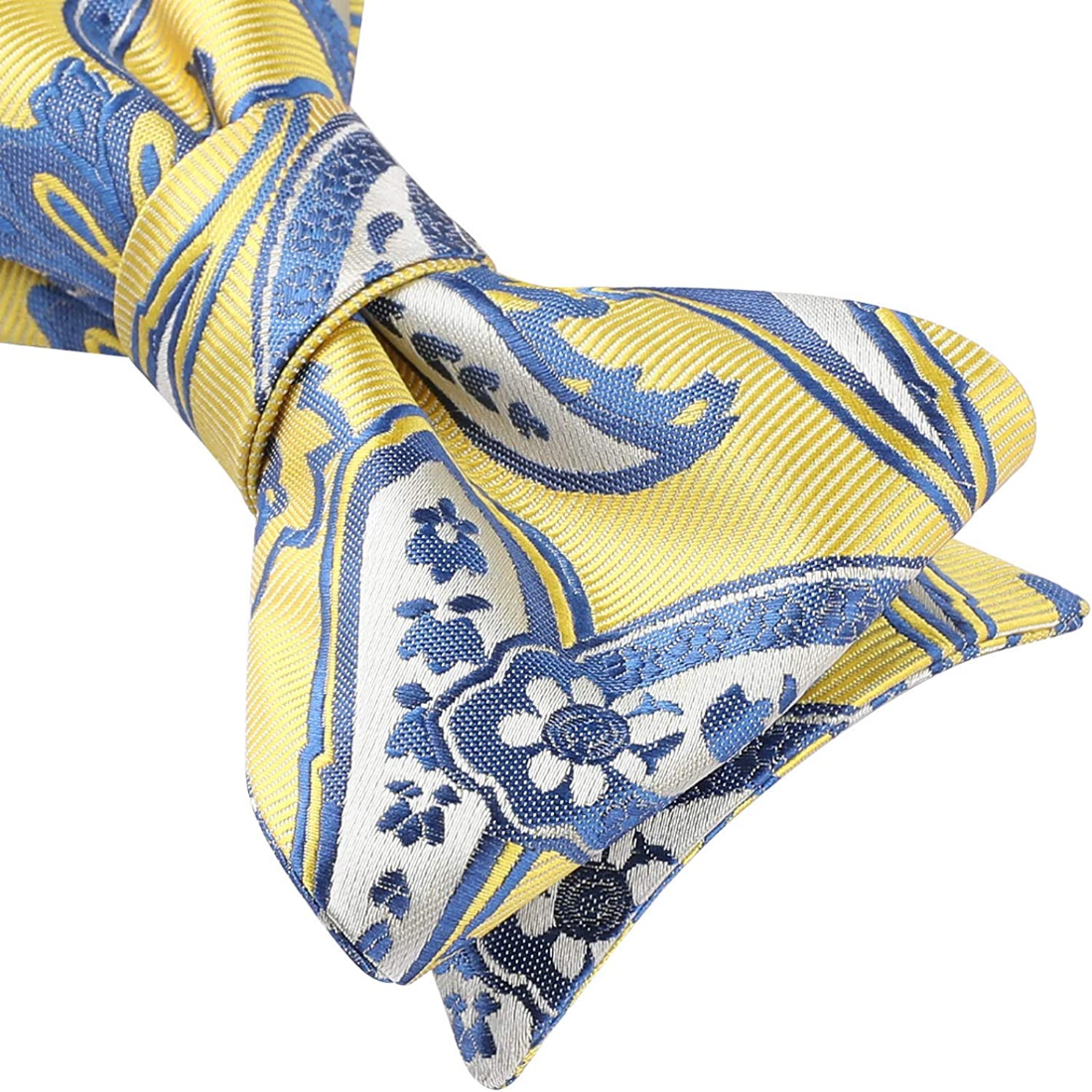 Hisdern Yellow Paisley Bow Tie Set For Evening Wear