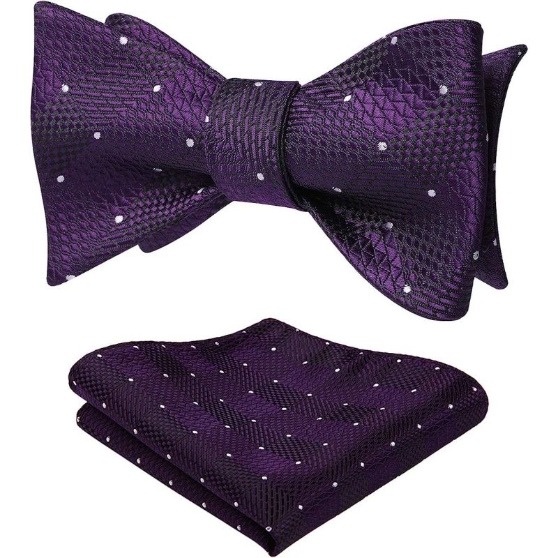 Hisdern Purple Plaid Bow Tie Set For Special Occasions