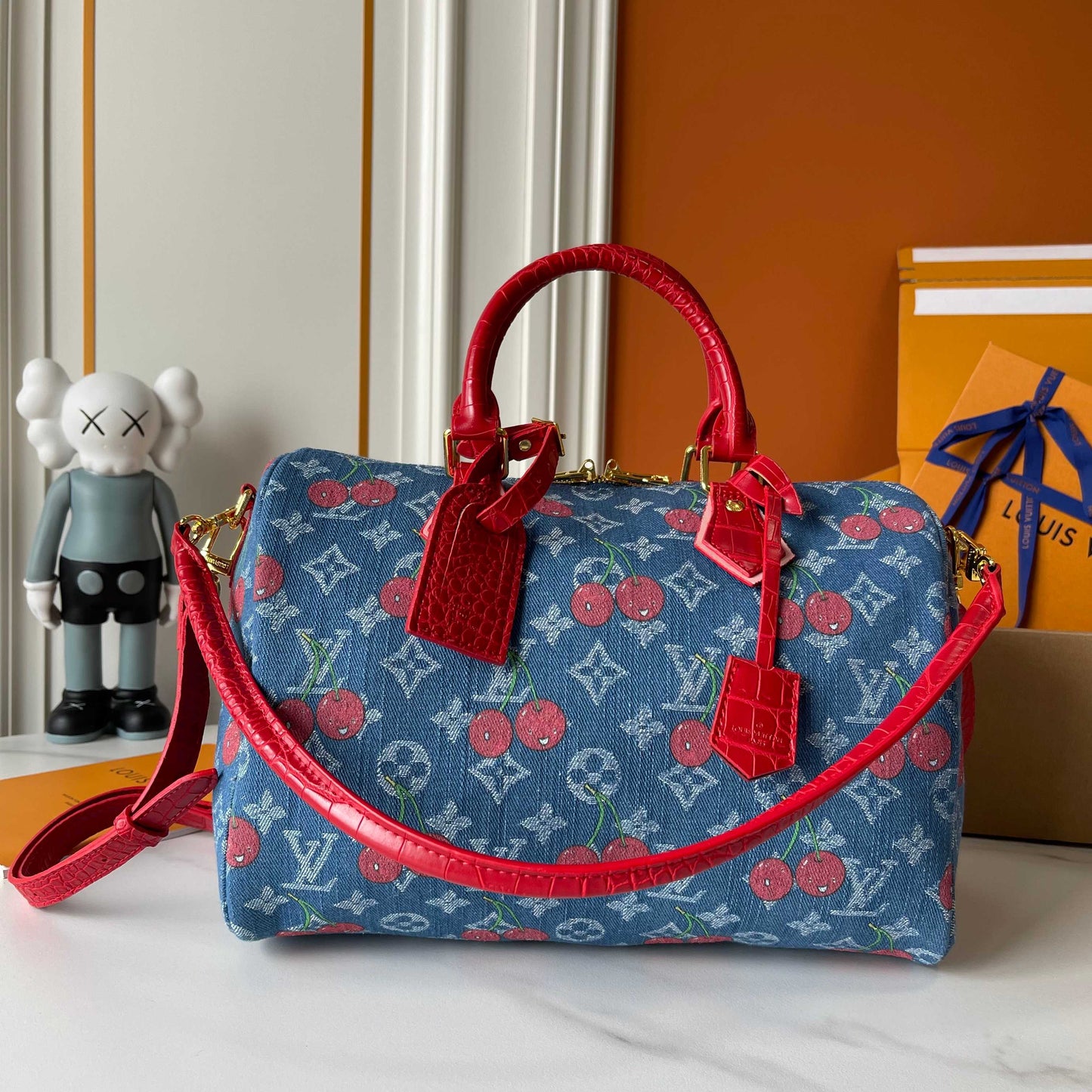 Denim Blue Cherry Crossbody Bag 1025070323