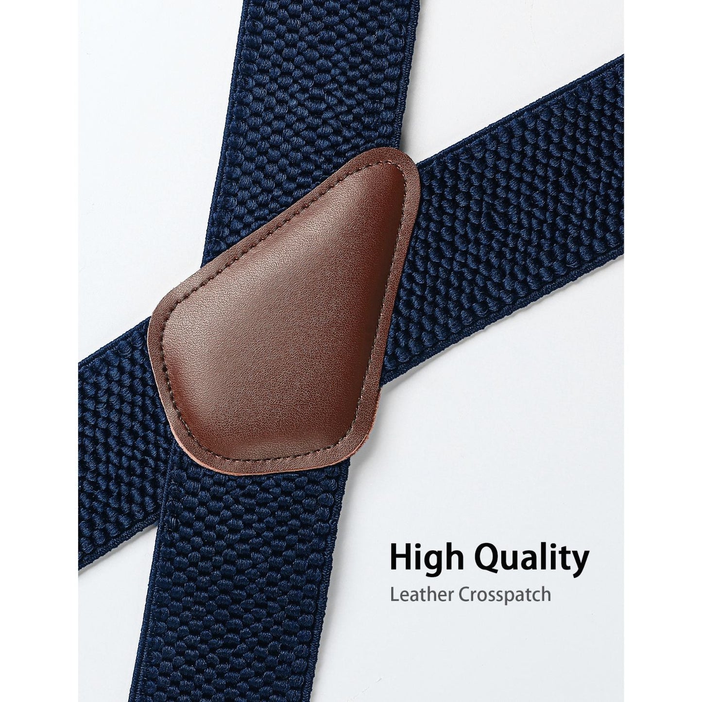 Hisdern 2 Inch Adjustable Suspender Navy Blue with 4-Clip for Formal Pants