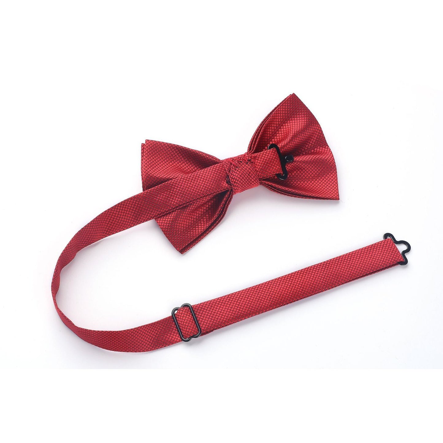 Hisdern Red Solid Pre-Tied Bow Tie Accessories Set For Evening Wear