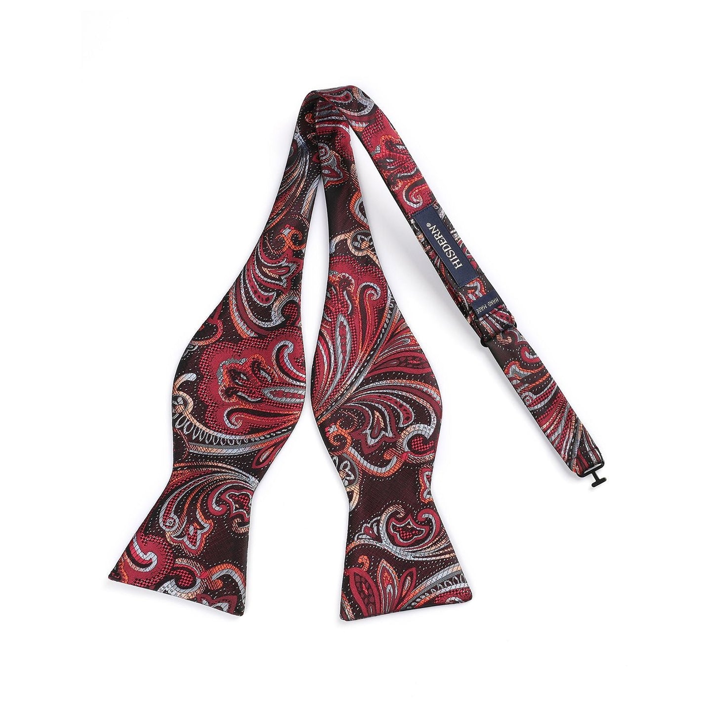 Hisdern Vintage Red Green Paisley Bow Tie Set