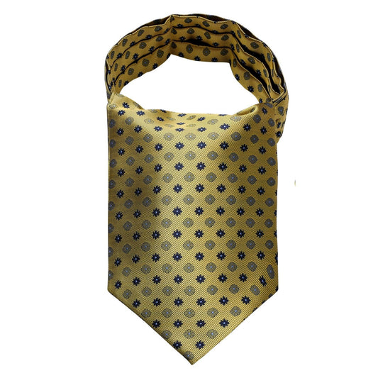 Hisdern Polka Dot Ascot Yellow Cravat for Men Vintage Style Neckwear