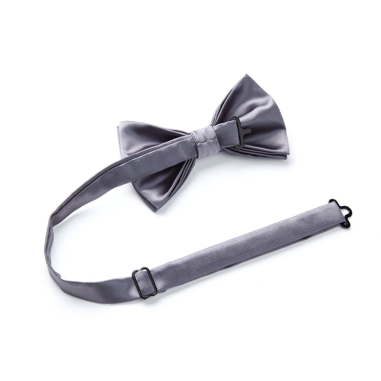 Hisdern Solid Suspenders Pre-Tied Bow Tie Set Grey Formal Wedding Outfit