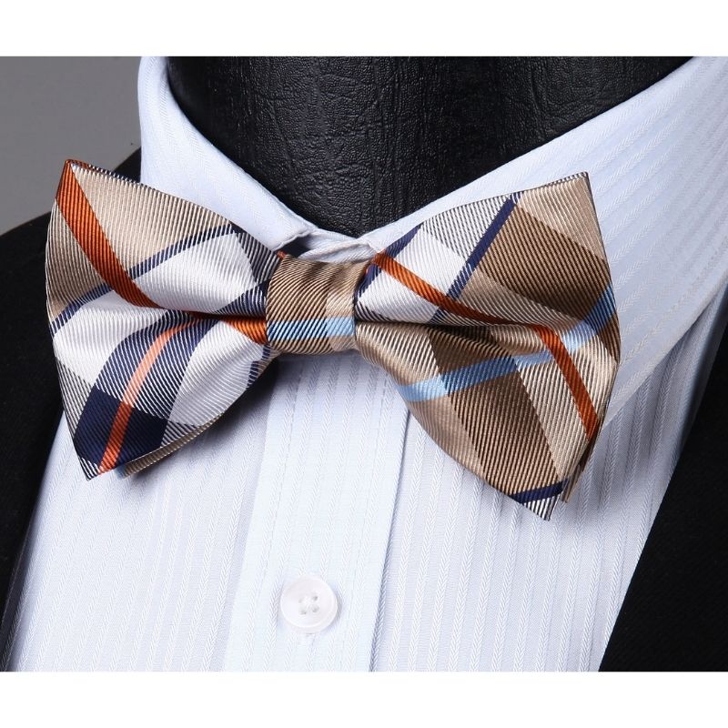 Hisdern Plaid Suspenders Pre-tied Bow Tie Set Maroon Pattern Accessories