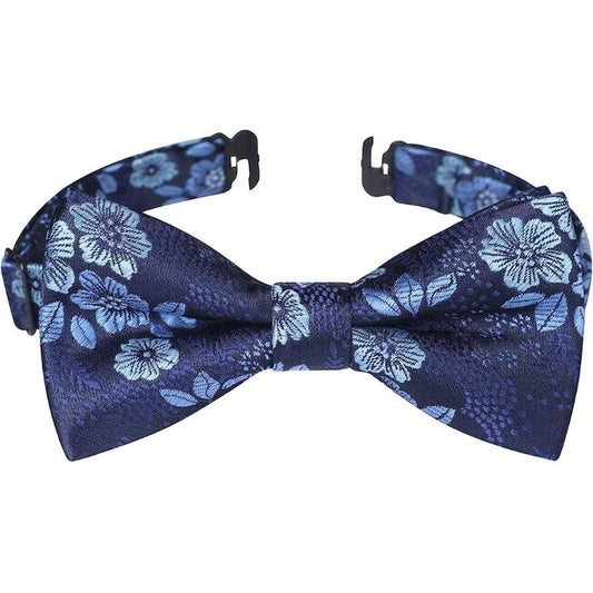 Hisdern Blue Floral Floral Pre-Tied Bow Tie for Boys