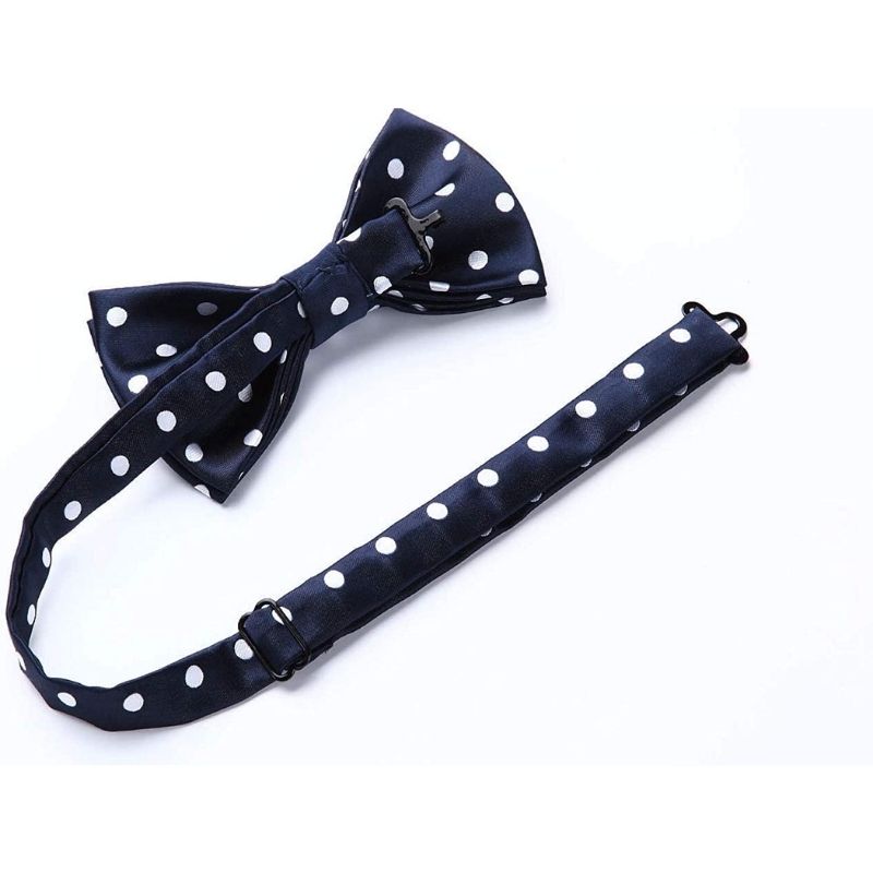 Hisdern Blue Polka Dot Pre-Tied Bow Tie Set For Evening Wear