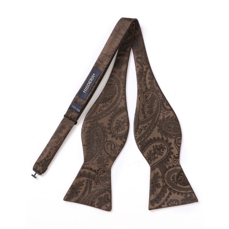 Hisdern Brown Paisley Bow Tie Set For Evening Wear