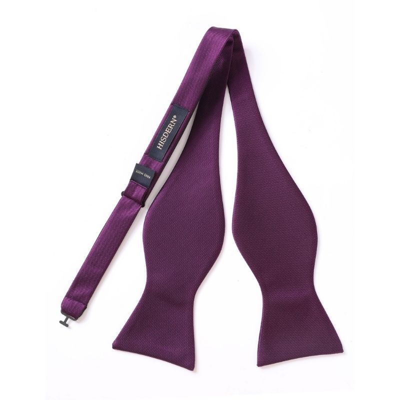 Hisdern Purple Solid Bow Tie Accessories Set For Evening Wear