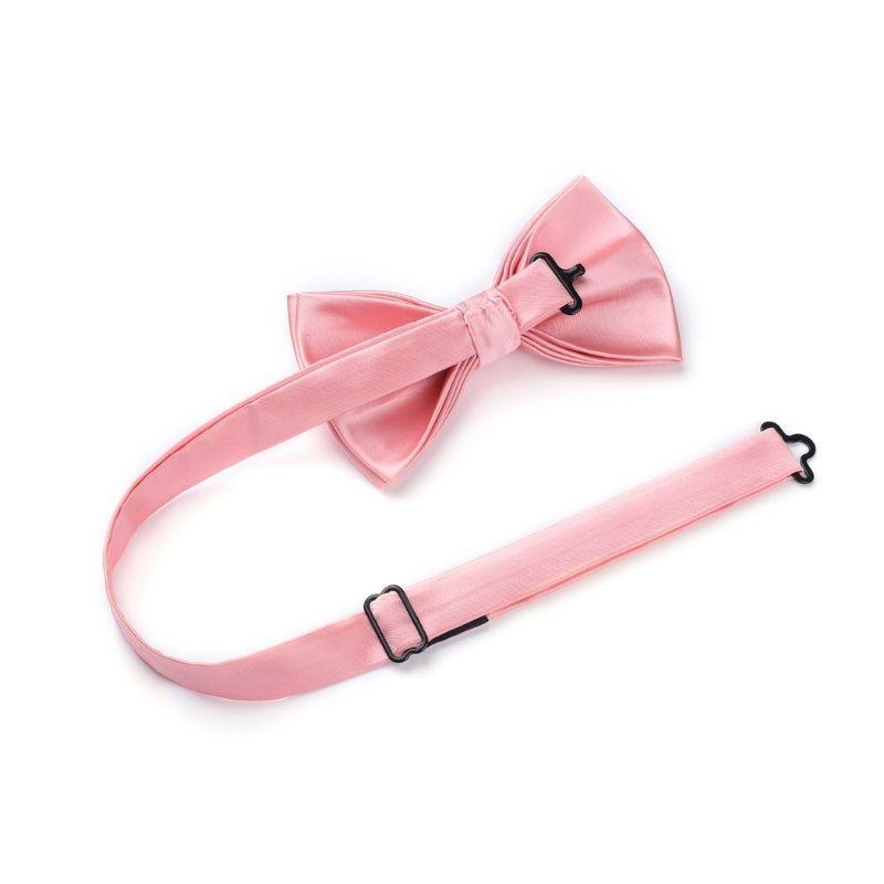 Hisdern Coral Solid Pre-Tied Bow Tie Accessories Set For Evening Wear