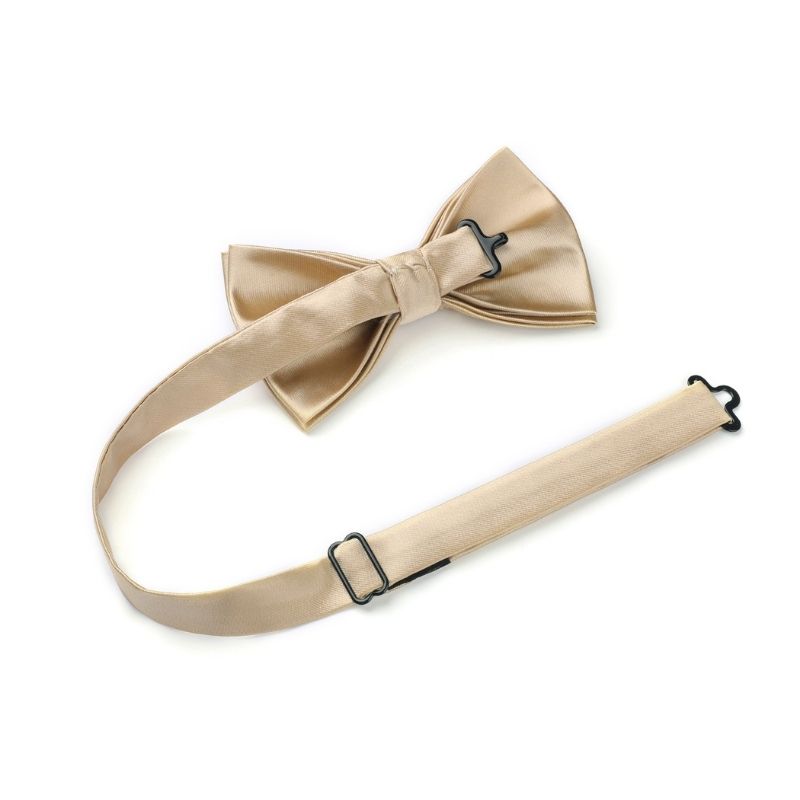Hisdern Champagne Solid Pre-Tied Bow Tie Accessories Set For Evening Wear