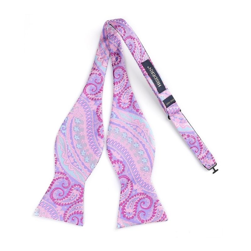 Hisdern Pink Paisley Bow Tie Set For Evening Wear
