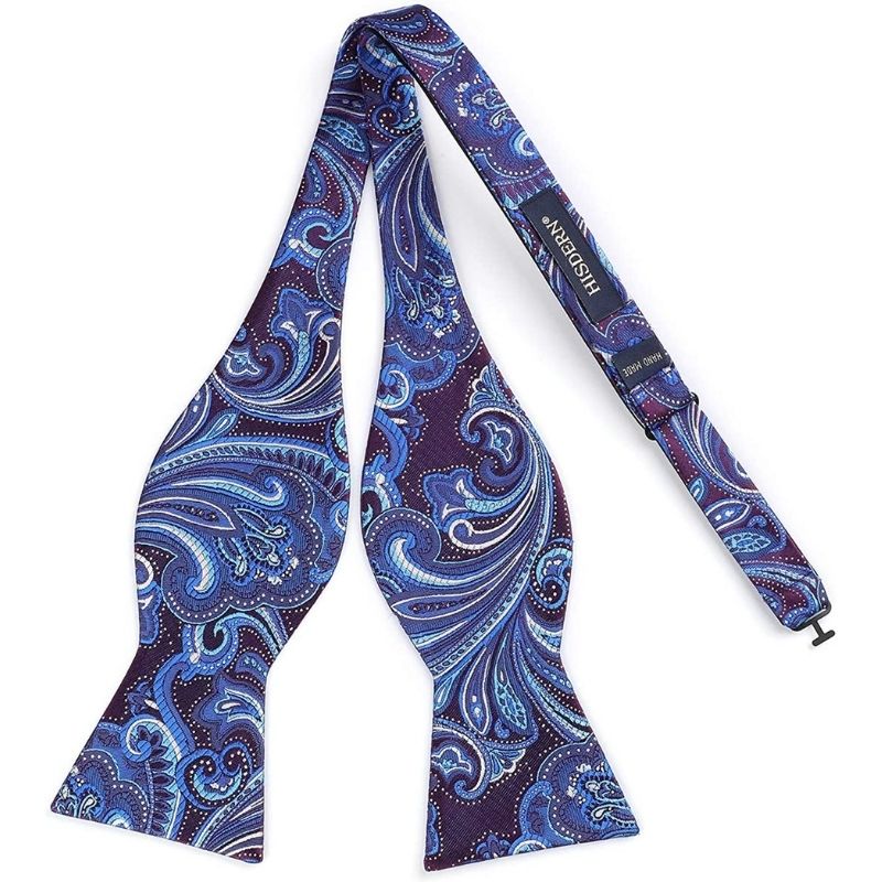 Hisdern Purple Blue Paisley Bow Tie Set For Evening Wear