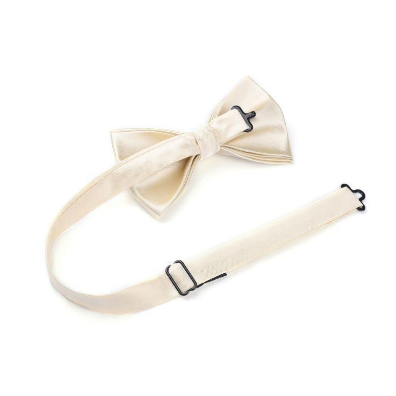 Hisdern Champagne Solid Pre-Tied Bow Tie Accessories Set For Evening Wear