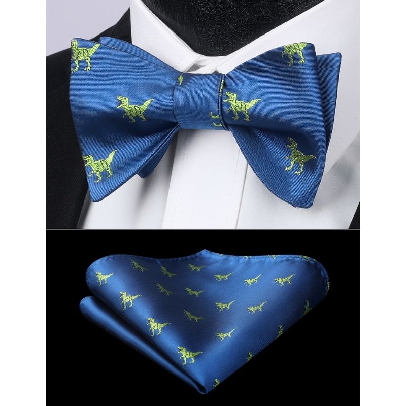 Hisdern Dinasour Blue Animal Bow Tie Accessories Set for Party
