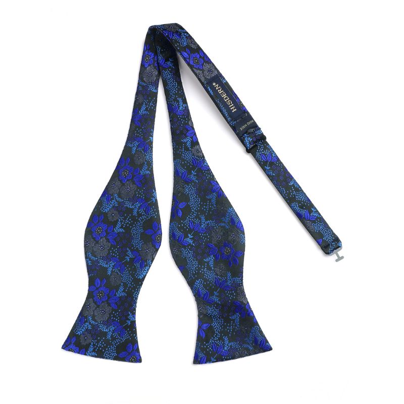 Hisdern Blue Floral Bow Tie Set Groomsmen Wedding