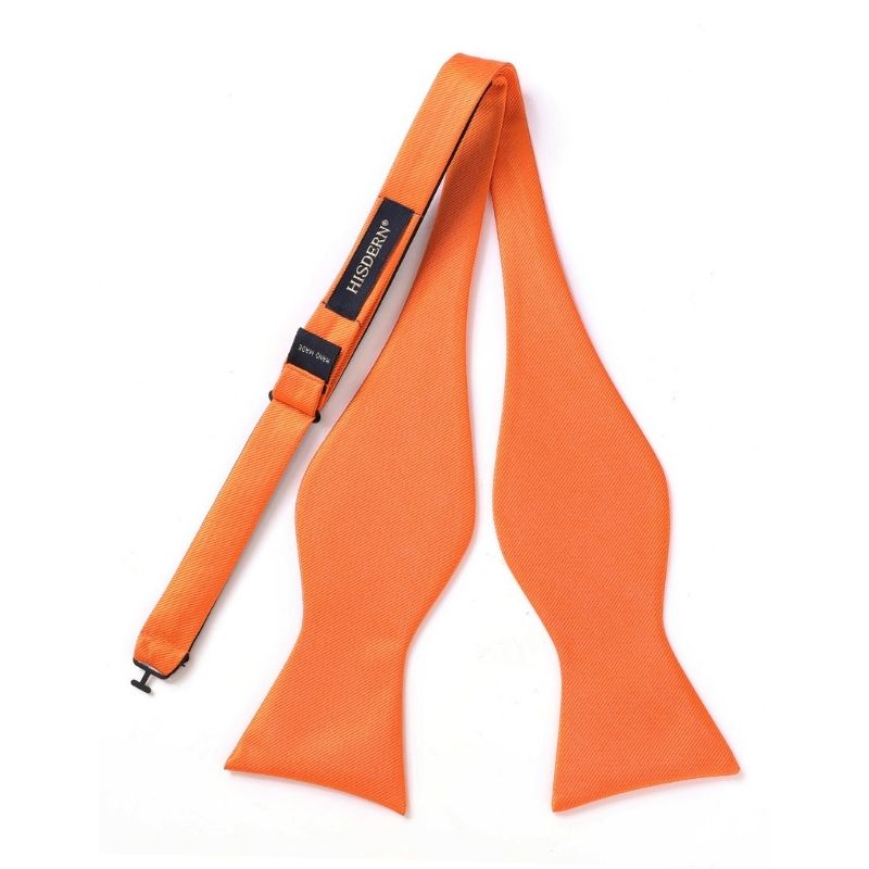 Hisdern Orange Solid Bow Tie Accessories Set For Evening Wear