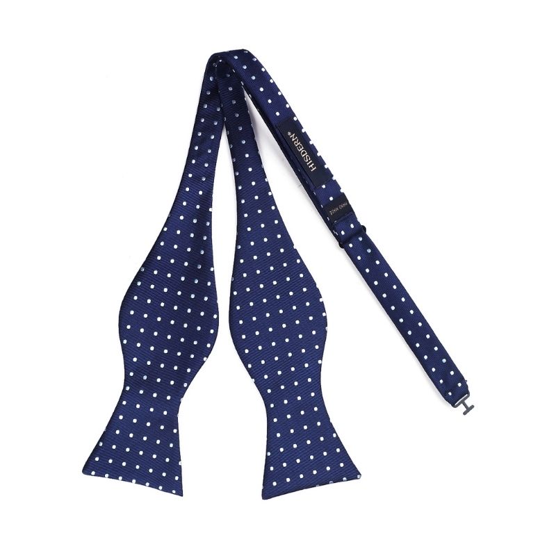 Hisdern Polka Dots Blue Bow Tie Set for Party Wedding