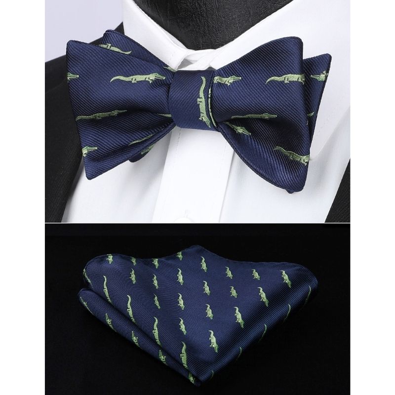 Hisdern Crocodile Navy Animal Bow Tie Accessories Set for Party