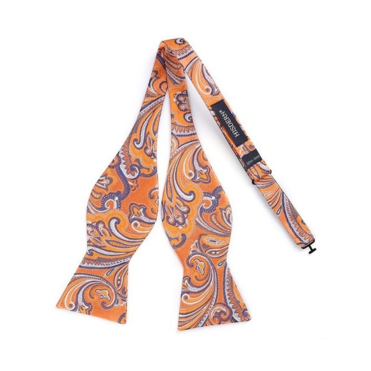 Hisdern Vintage Orange And Purple Paisley Bow Tie Set