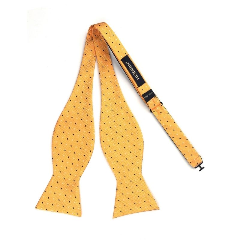 Hisdern Polka Dots Yellow Bow Tie Set for Party Wedding