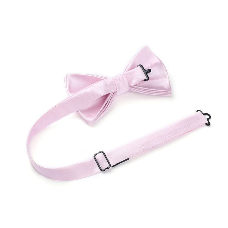 Hisdern Light Pink Solid Pre-Tied Bow Tie Adjustable For Wedding Party